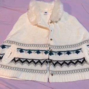 Fur Collar Poncho Green and Gray Designs